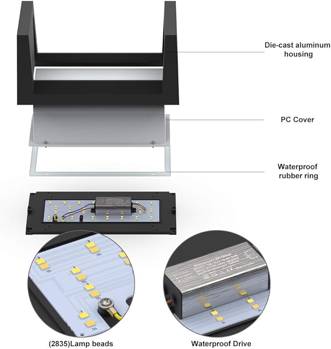 Sytmhoe Outdoor Wall Lights,2Packs 24w Exterior Light Fixture,LED Wall Sconce 3-Color-Changeable Wall Mounted Lamps,Matte Black Porch&Patio Light Outdoor,IP65 Waterproof for Hallway Stairs Gardens