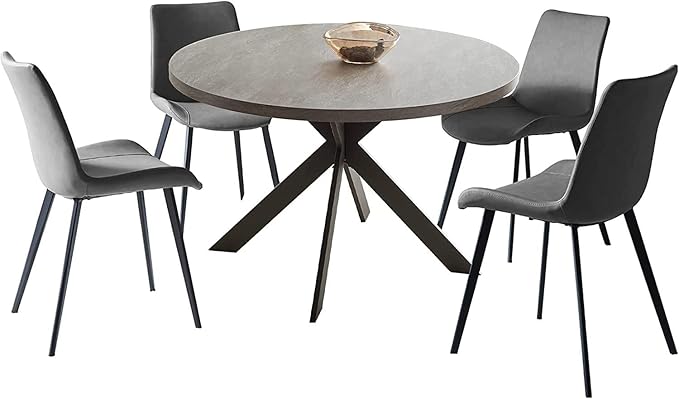 Round Dining Table Set, Mid Century Modern 47 INCH, Leisure Coffee Table, Saving Space (Grey)