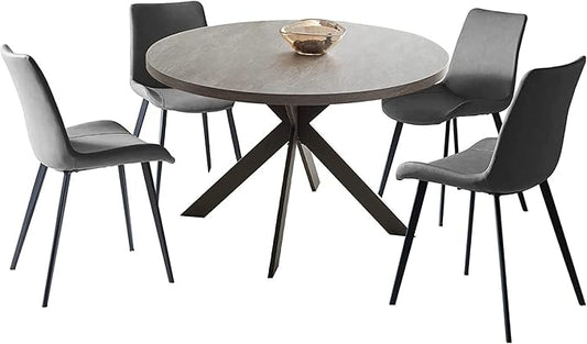 Round Dining Table Set, Mid Century Modern 47 INCH, Leisure Coffee Table, Saving Space (Grey)