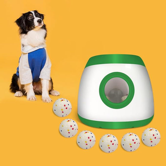 AutoDog Ball Launcher - Large Silent Dog Ball Thrower with Remote Control, 3 Adjustable Distances (40t/60ft/80ft), Rechargable,Includes 6 Durable 2.5" Balls for Medium/Large Dogs (Grass green, Large)