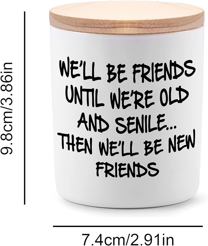 BFJLIFE Best Friend Birthday Gifts for Women Bestie Christmas Friendship Gifts for Women Friends Female Novelty Unique Lavender Scented Soy Candles We'll Be Friends Until We're Old and Senile