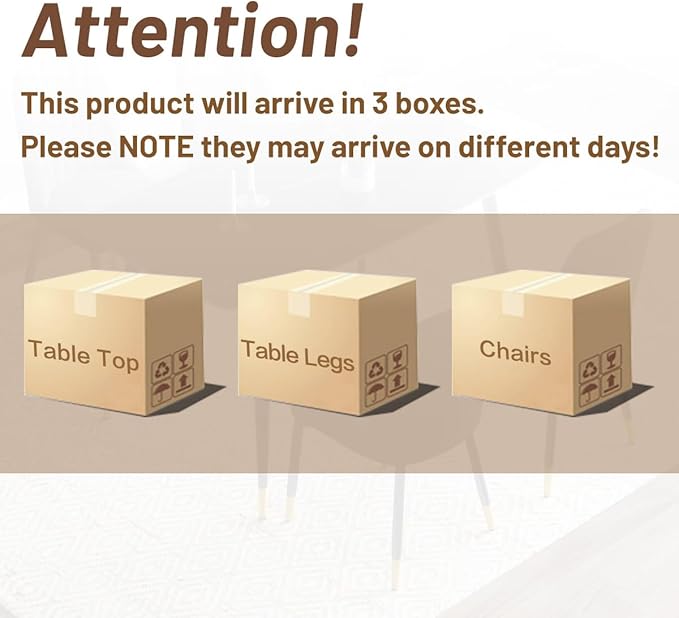 White Dining Table Set for 4, 62'' Dining Table Set for 4, Sintered Stone Dining Room Sets for 4, Easy to Assemble