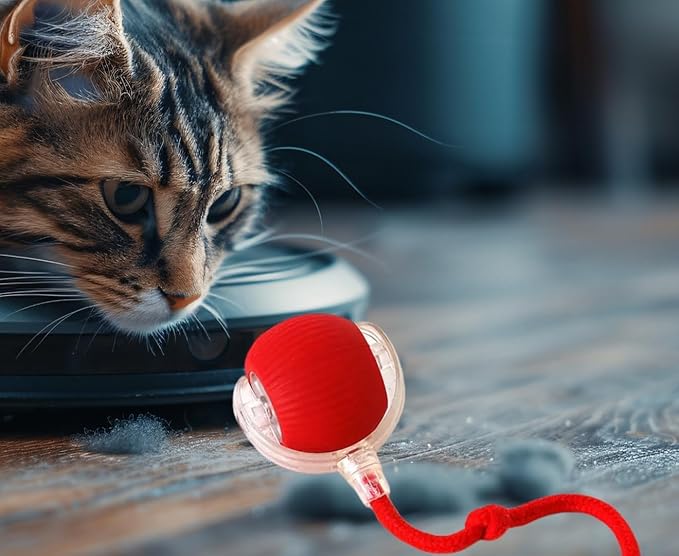 Cat/Dog Interactive Ball - Rechargeable, Motion Chase Toy, Self-Moving Kitten Toy for Indoor Playing, Fast on Carpet