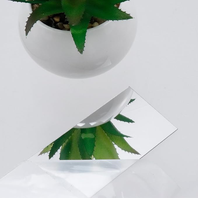 20Pcs DIY Striped Mirror Stickers 11.8" Length Self Adhesive Removable Long Acrylic Frameless Mirror Sheets for Home Living Room Bedroom DIY Decor (Silver)