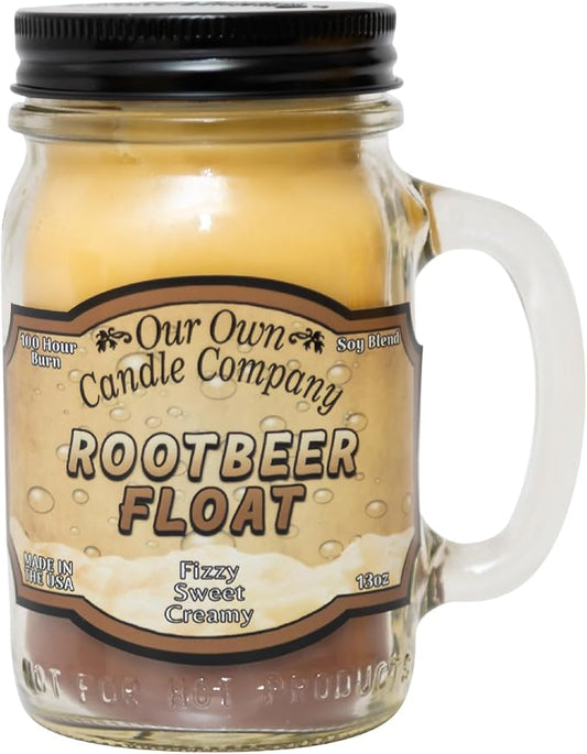 Our Own Candle Company Root Beer Float Scented Mason Jar Candle, 100 Hour Burn Time, 13 Ounces