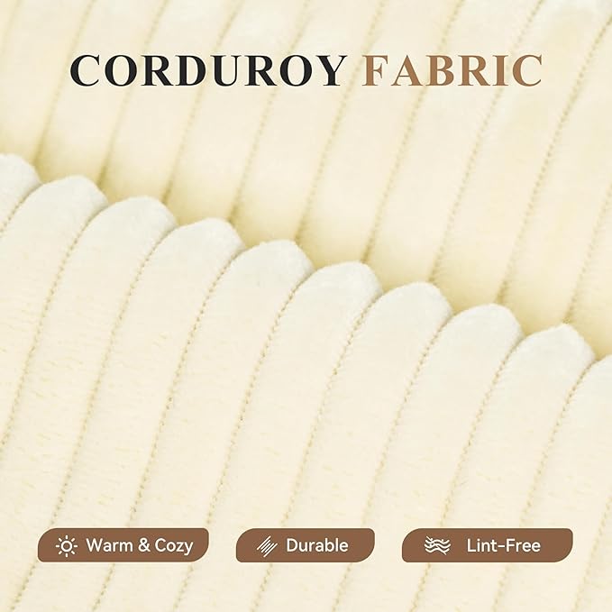 134" Boneless Couches for Living Room,Modular Sectional Sofa with Ottoman,Cloud Couch in a Box,Sponge Compression U Shaped Sofas with Chaise No Assembly Required(Beige-Corduroy Fabric) 1pcs