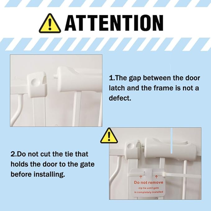 ALLAIBB Extra Wide Pressure Mount Baby Gate Auto Close White Metal Child Dog Pet Safety Gates with Walk Through for Stairs,Doorways,Kitchen and Living Room(33.86-38.58"/86-98cm)