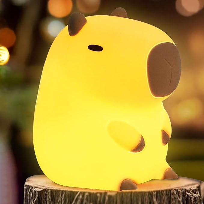 Cute Capybara Night Light, LED Squishy Novelty Animal Night Lamp,Dimmable/Timer Nursery Nightlight for Kids, Rechargeable Touch Bedside Lamp, Bedroom/Dorm Decor, Baby Boys Girls Christmas Gift