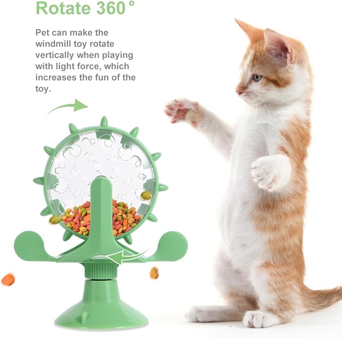 2pcs Interactive Pet Treats Dispenser Toy: 360 Degree Rotating Windmilt Feeding Windmill Dispenser Interactive Slow Food Toy for Cats and Dogs Enhances Iq Relieves Promotes Healthy Eating