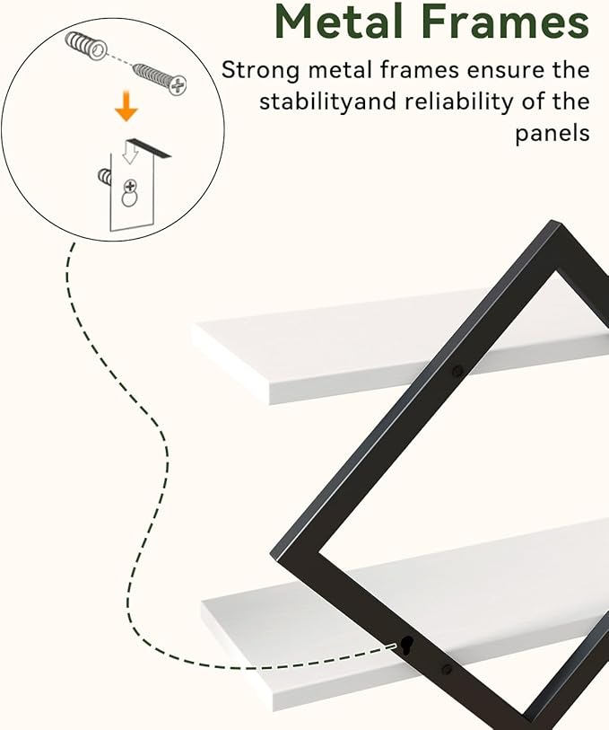 IBUYKE Floating Shelves,15 Inch Wall Shelf Set of 2,Wall Mounted Shelves,2 Tier Hanging Decorative Storage Shelf for Living Room, Bedroom, Bathroom, Kitchen TFS003W-2