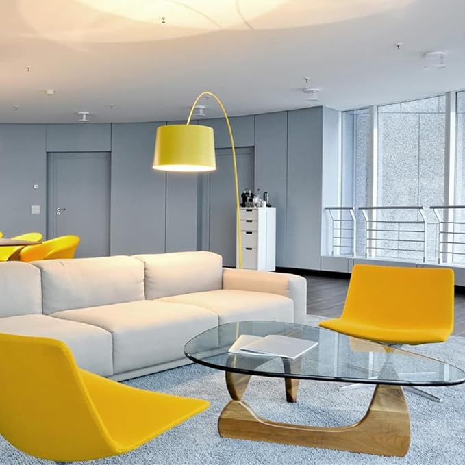 Mid Century Coffee Table Triangle Glass Coffee Table with Solid Wood Base and Thick Clear Glass Top Modern End Table for Living Room, Patio, Office, Light Walnut