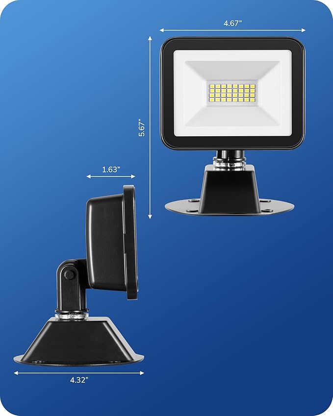 EDISHINE LED Flood Light Outdoor, 3400LM 24W LED Security Light, 5000K Daylight White & CRI 70+, IP65 Waterproof Flood Lights Outdoor for Garage, Backyard, Patio, Garden, Porch, Stair