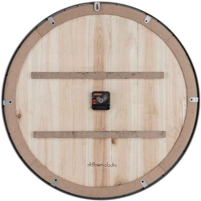Oldtown Farmhouse Metal & Solid Wood Noiseless Wall Clock (Dark Brown, 36-inch)