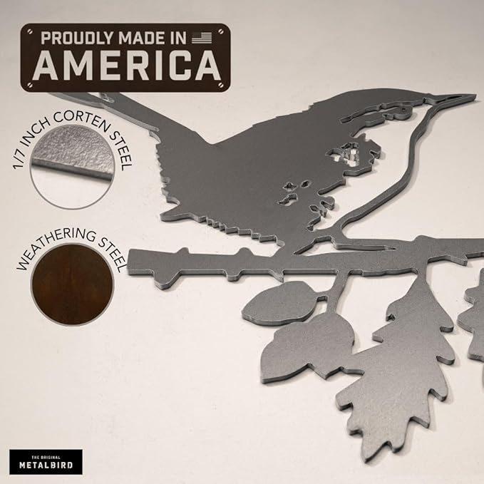 METALBIRD - Wren - Outdoor Tree Ornaments in Corten Steel - Metal Art Proudly Made in the USA
