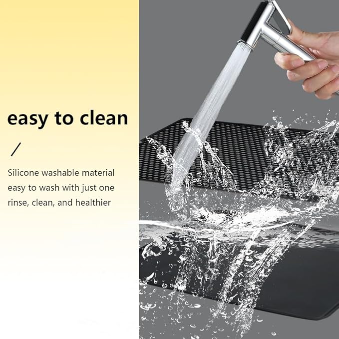 Cat Litter Mat Double Layer, Kitty Litter Box Mat Small Waterproof Urine Proof Trapping, Easy Clean, Silicone Cat Supplies & Accessories for Indoor Pets (Black, 19.68x14.96x0.39 in)