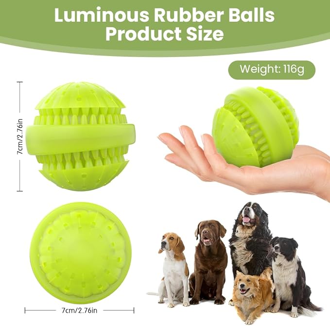 Rechargeable LED Dog Toy Ball with Color-Changing Lights, Type-C Charging, Waterproof & Durable, Pet-Safe Materials, for Dogs & Cats, Safe for Indoor and Night Play, 2.76in Diameter
