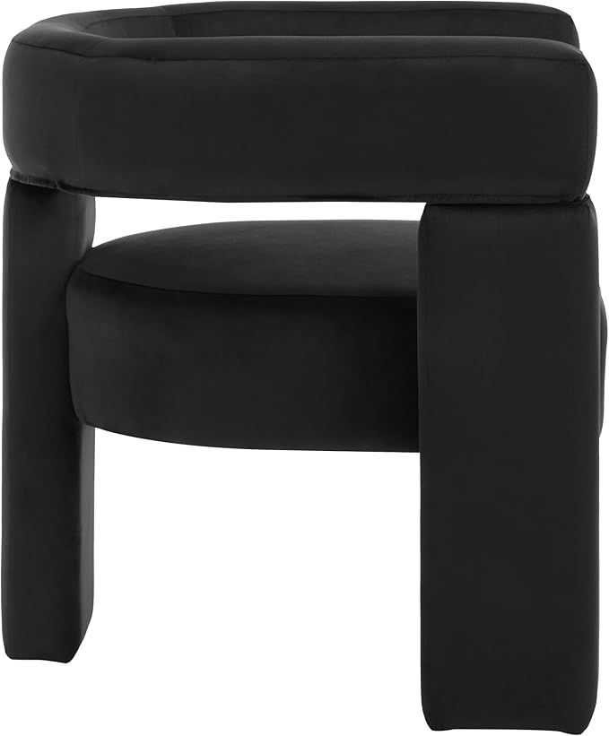 Black Dining Chairs Set of 3, Upholstered Velvet Barrel Chairs with Arms Comfy Side Chairs for Living Room/Dining Room/Reception