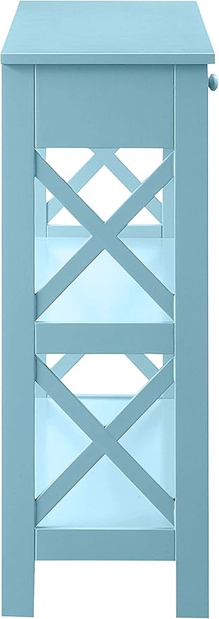 Convenience Concepts Oxford 1-Drawer Console Table 39.5" - Farmhouse Sofa Display with Storage Shelf For Living, Family, & Dining Room, Modern Entryway Hall Table for Kitchen, Bedroom, Sea Foam Blue