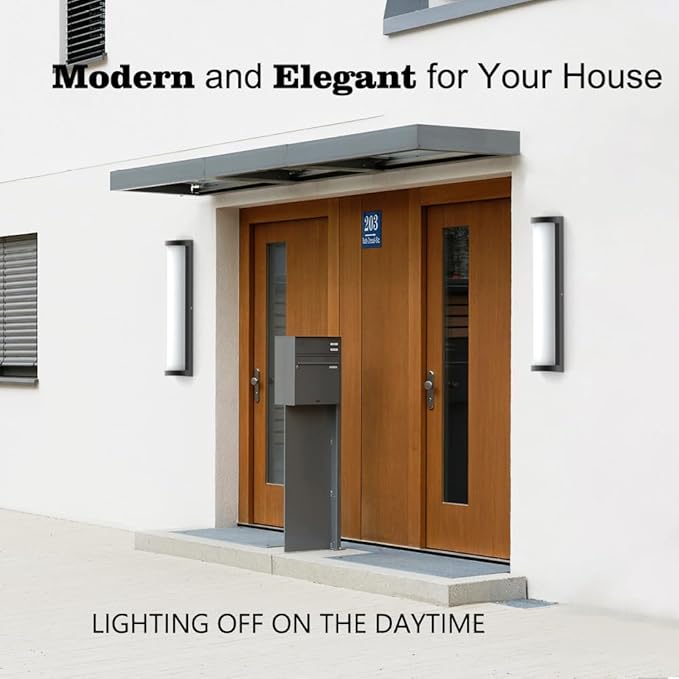 Sytmhoe 10%-100% Dimming Exterior Wall Lights,23.6in Dimmable LED Modern Patio Wall Light Fixture, Black Aluminum&Dual PC Wall Sconce Suitable for Garage Bathroom Room Courtyard House(3000K)