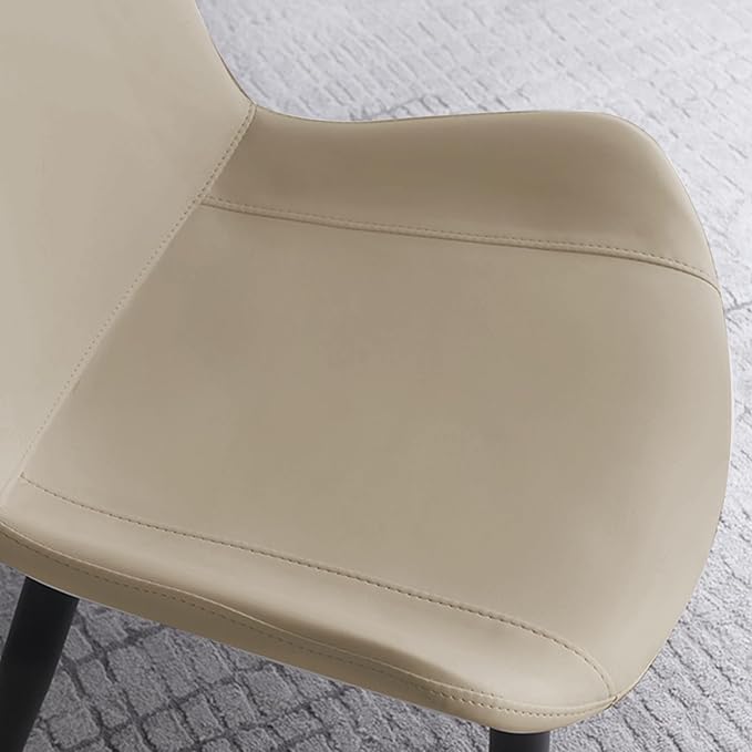 Dining Chairs, Modern PU Leather Dining Room Chair with Sturdy Metal Legs, Upholstered Seat Dinner Chairs Accent Side Chairs for Indoor Kitchen Living Room (Tan, Set of 6)