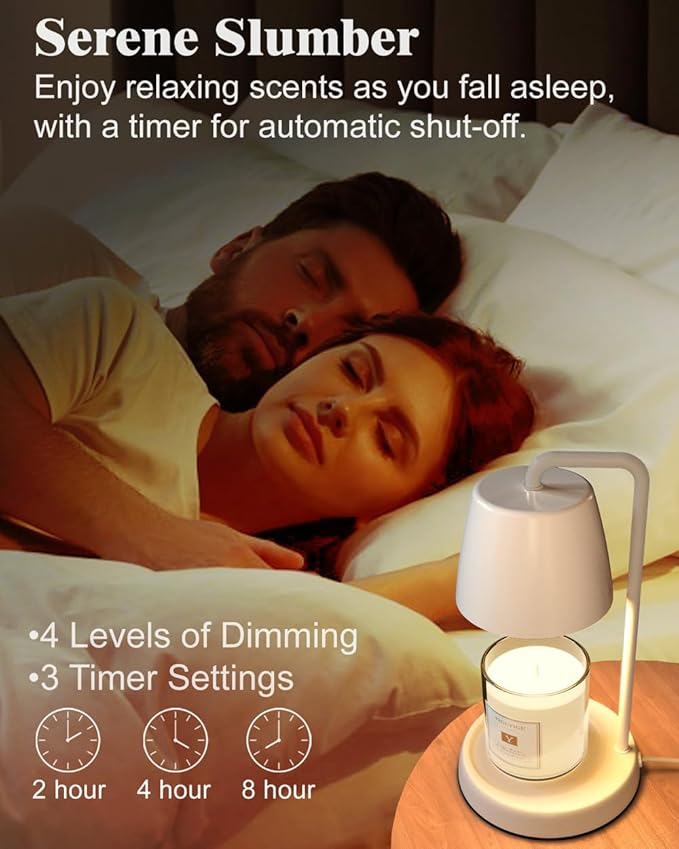 Candle Warmer Lamp with Timer and Dimmer - Electric Candle Lamp Warmer for Jar Candles - Ideal Home Decor Gift for Women, Daughter, and Mom - Includes 2 Bulbs (White)