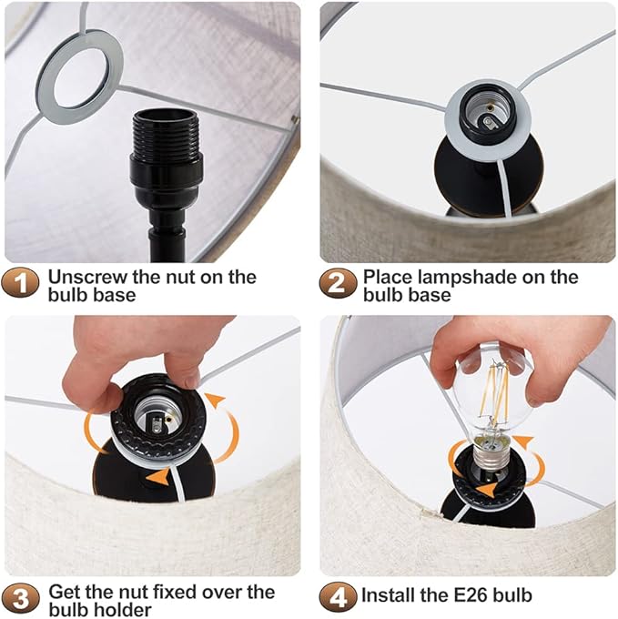 Luvkczc Upgraded Touch Table Lamps Set of 2, 22" Tall Bedside Lamps with USB C+A Ports, Dimmable Nightstand Lamps for Bedroom, Living Room, Office, Black Lamp with Beige Lampshade, Bulb Included