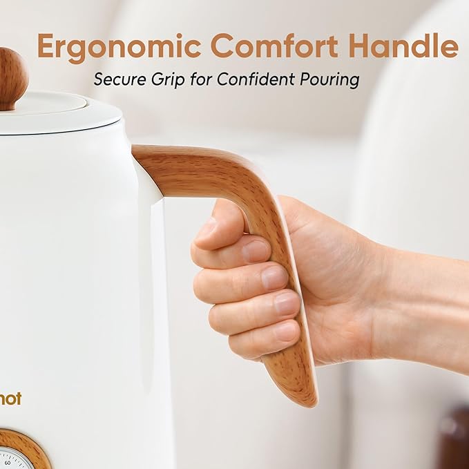 Seehot® 1.7L (57.oz) Electric Kettle with Thermometer, 1200W Large Electric Tea kettle with 304 Stainless Steel,Auto shut off,Hot water kettle Electric for Coffee&Tea-White