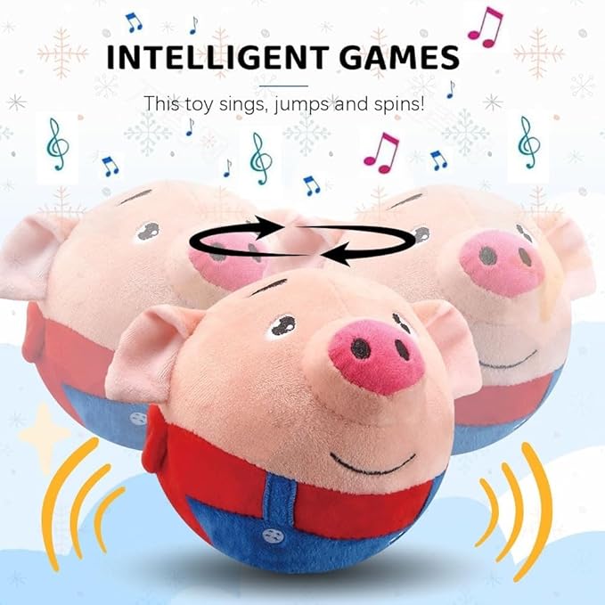 Interactive Dog Toys,Active Moving Pet Plush Toy,2025 New shaking dog ball pig dog toy Interactive Dog Ball with song Squeaky Moving Dog Ball Toy,Rechargeable Toys to Keep Them Busy Dog Toys(Bule Pig)