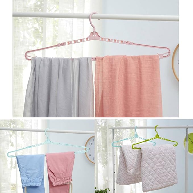 Extra Large Sturdy Hangers Big Drying Clothes Hangers Enlarge Adjustable Shoulder 16.4"-27.2" for Wide Polos Tops Cardigans Quilt Bath Towel and Tall Shirts 4Pack 4Colors