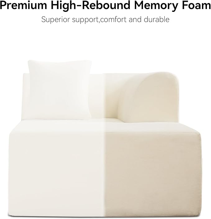 140''Oversized Cloud Velvet Curved Sectional Couch, Boneless Couch with L-Shape Chaise, Upholstered Compression Memory Foam Modular Sectional Sofa for Living Room, No Assembly Required, Beige