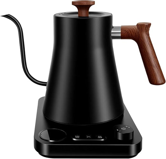 Gooseneck electric kettle,Auto Boil Detection, with Variable Temperature Control, Stainless Steel Inner, Ultra-Quiet 304 Stainless Steel,1200W Quick Heating, for Coffee, Tea & Milk, 0.9L