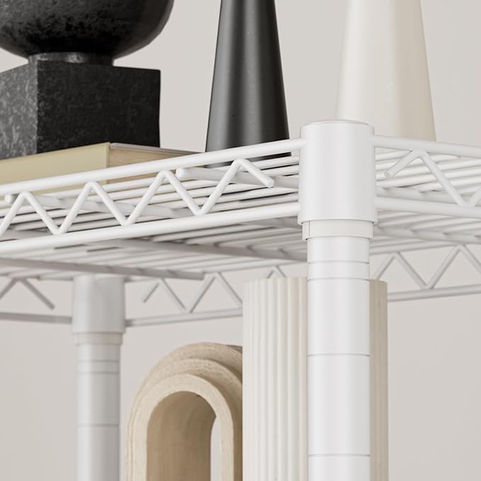 SINGAYE 6 Tier Shelf Adjustable Storage Wire Shelving Unit Metal Shelves Standing Closet Bathroom Organizers Pantry Kitchen Garage Laundry Room Organization Home Rack 12" D X 22" W X 69.5" H White