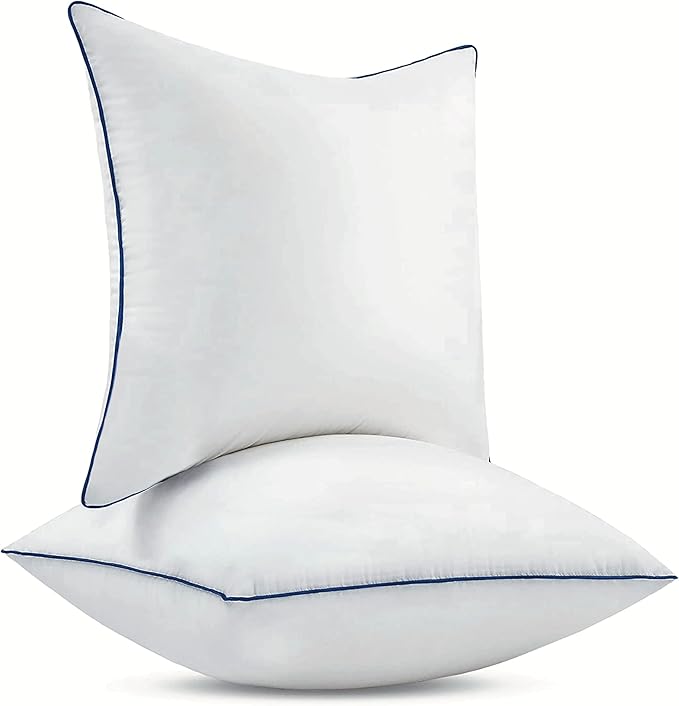 18x18 Inch Pillow Inserts Set of 2-100% Cotton Cover, Throw Pillow Inserts for Couch, Sofa, or Bed (2 Pack, 18x18 Inch)