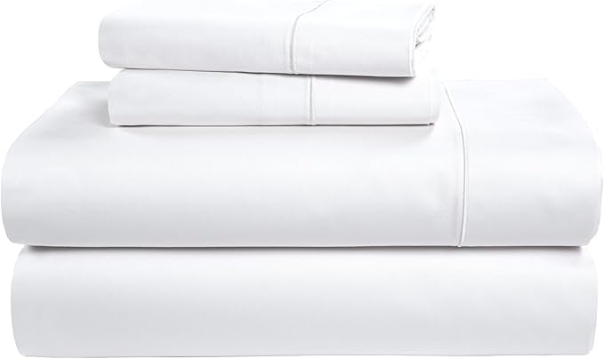 LANE LINEN 100% Egyptian Cotton Sheets, Sustainably Produced Eco Friendly Luxury Hotel Like Thick sábanas King, 15 inch Reinforced French Seam deep Pocket King Sheet Set - Brilliant White