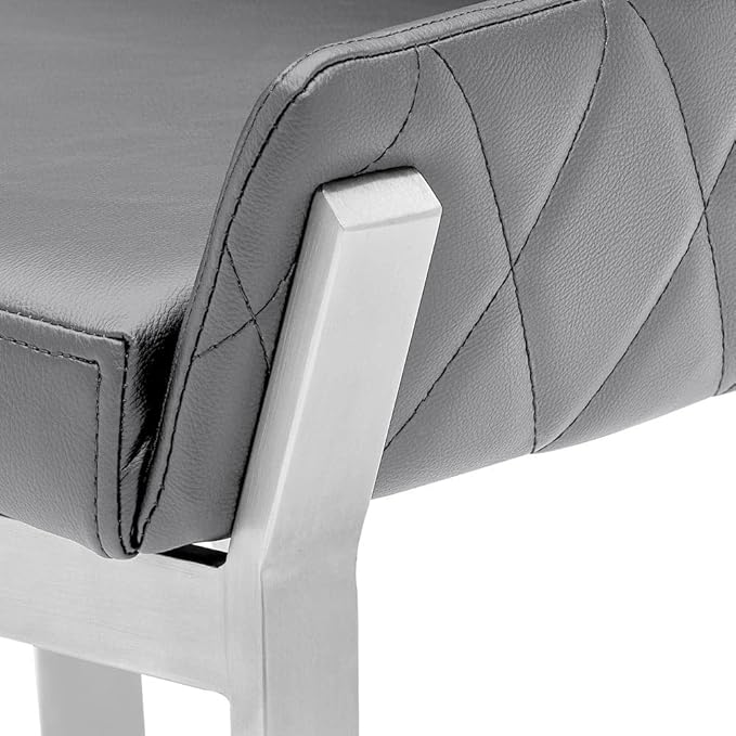 ZURI Sydney Gray Leatherette Dining Chair with Brushed Stainless Steel Legs