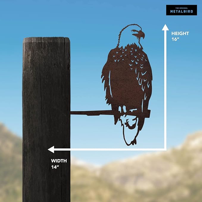 METALBIRD - Bald Eagle - Outdoor Tree Ornaments in Corten Steel - Metal Art Proudly Made in The USA