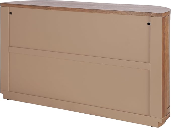 Christopher Knight Home Tian Modern Wooden Kitchen Sideboard Cabinet with Metal Handles, Living Room Storage Cabinet with Shelves, Spacious Dining Room Cupboard with 4 Doors, Curved Form, Natural