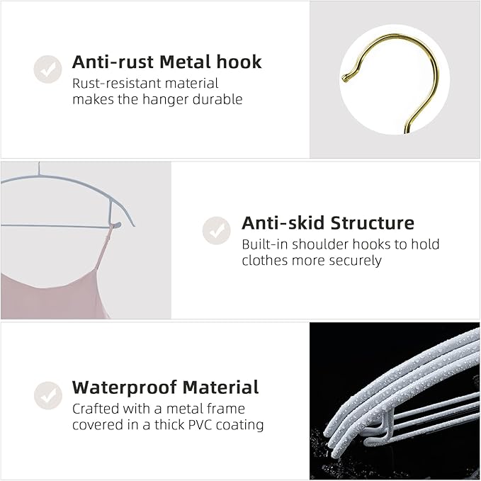MOPALL Clothes Hangers 20 Pack, Non Slip Hangers Sweater Hanger No Shoulder Bump, 16.5 Inch Wide Durable and Strong Shirt Coat Dress Skirt Suit Hangers with Pants Bar for Laundry & Everyday Use, Gray