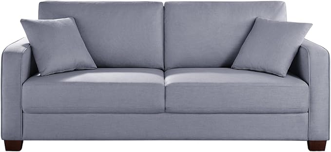 VANOMi Loveseat Couches for Living Room, Modern Sofas & Couches with Cushion & 2 Pillow, Comfy Linen Loveseat Sofa for Small Space, Office, Apartment, Light Grey