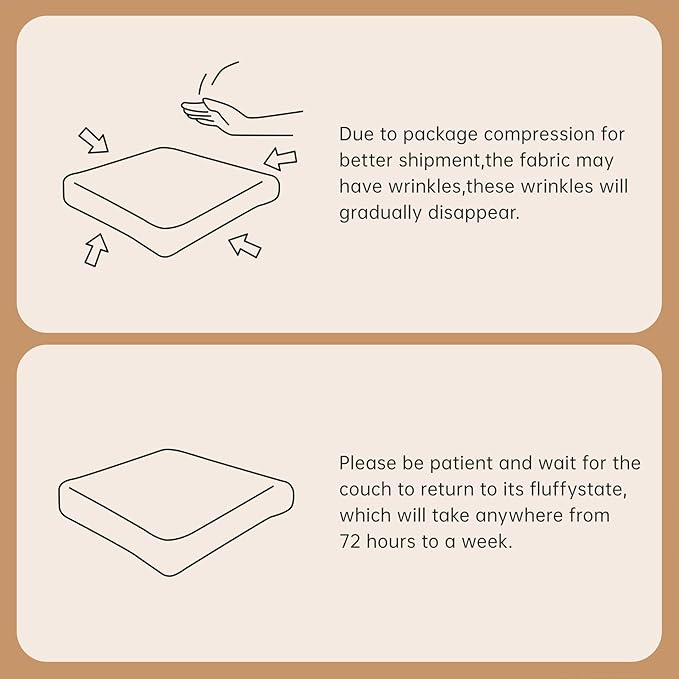 116" Modern Corduroy Cloud Sofa, Boneless Modular Large Sectional Couches for Living Room, Camel 3 Seater Compressed Memory Foam Couch, Extra Deep Seat, No Assembly