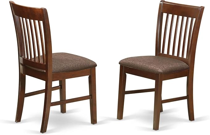 East West Furniture NFC-MAH-C Norfolk Dinette Chairs - Linen Fabric Upholstered Wooden Chairs, Set of 2, Mahogany