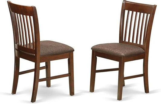 East West Furniture NFC-MAH-C Norfolk Dinette Chairs - Linen Fabric Upholstered Wooden Chairs, Set of 2, Mahogany