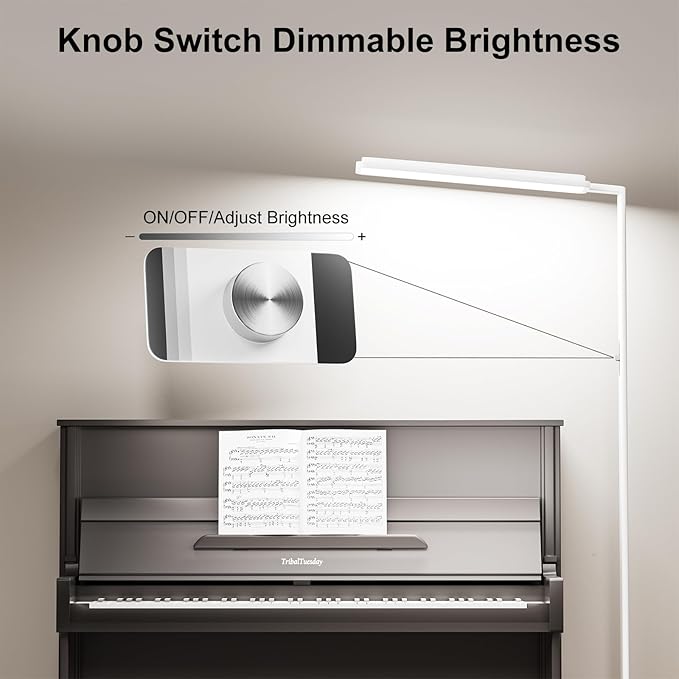 LED Floor Lamp,Full Spectrum 4000K Natural Daylight Eye-Caring Reading Lamp,Dimmable Light,Multiple Diffuse Reflections Aluminum Tall Standing Lamp for Living Room Kids Study Home Office - White