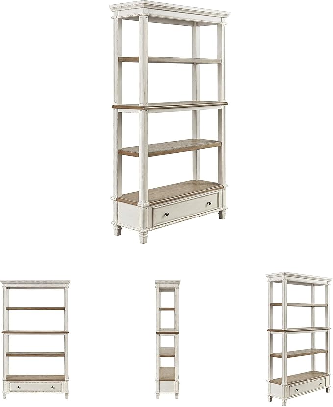 Signature Design by Ashley Realyn French Country 75" Bookcase with Drawer, Chipped White