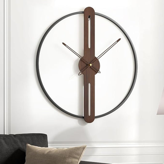 Cuspin 24 Inch Large Wall Clock for Living Room, Modern Silent Non Ticking Battery Operated Big Clock, Rustic Minimalist Wood Metal Frame Decorative Wall Clocks for Office, Bedroom, Kitchen