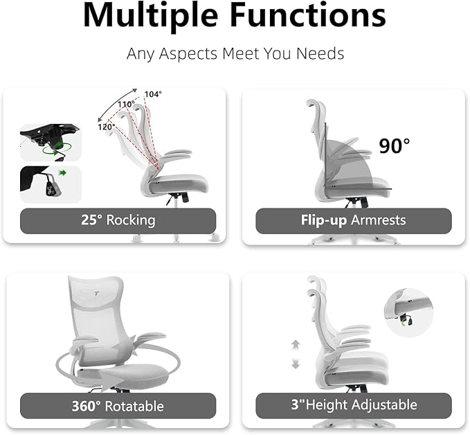 TT Airflex V2 Mesh Ergonomic Super Soft Wide Cushion Office Computer Desk Chair Adjustable Arms (Ashy Grey)