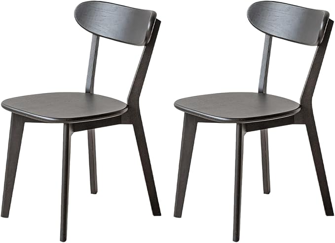 Set of 2 Black Wood Dining Chairs,FAS Grade Oak Dining Chairs, Sturdy Outer Sword-Leg Design in Black Finish for Restaurant, Cafe, and Modern Home Kitchen,Easy Assembly,400 lb Capacity