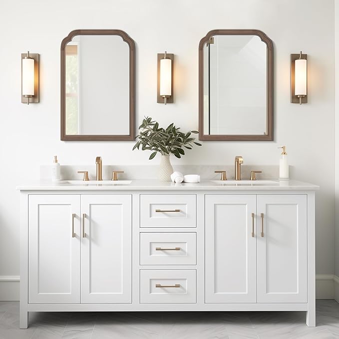 WallBeyond Wood Bathroom Mirrors for Wall Mounted, 20" x 30" Rustic Wood Frame Wall Mirrors Decorative for Living Room or Bedroom Vanity Mirror (Walnut)