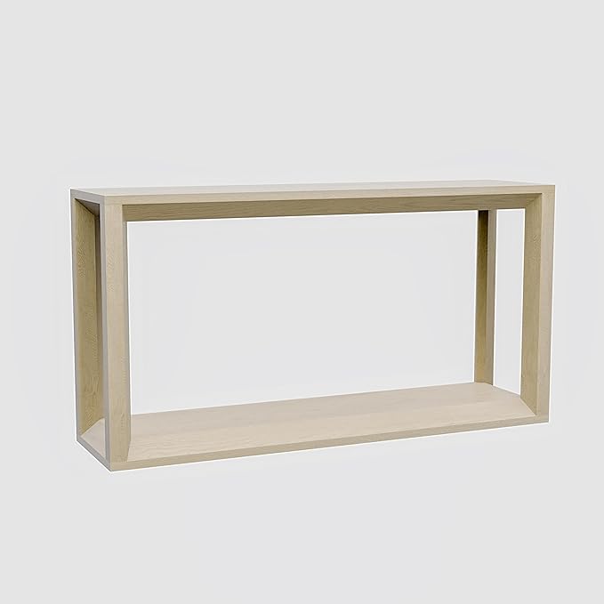 60" Rectangular Solid Wood Veneer Console Table for Entryway, Wide Sofa Table, Behind Couch Table with Ample Storage for Entryway & Living Room, Oak