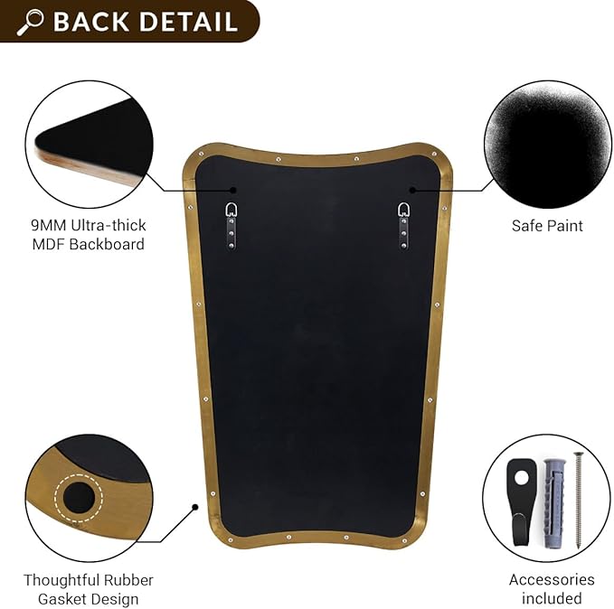 ANDY STAR 24x32 Inch Gold Mirror, Bathroom Vanity Mirror, Antique Brass Butterfly Mirror, Irregular Wall Mirror with Unique Curved Design Ideal for Home Remodel, Anti-Rust 1” Frame